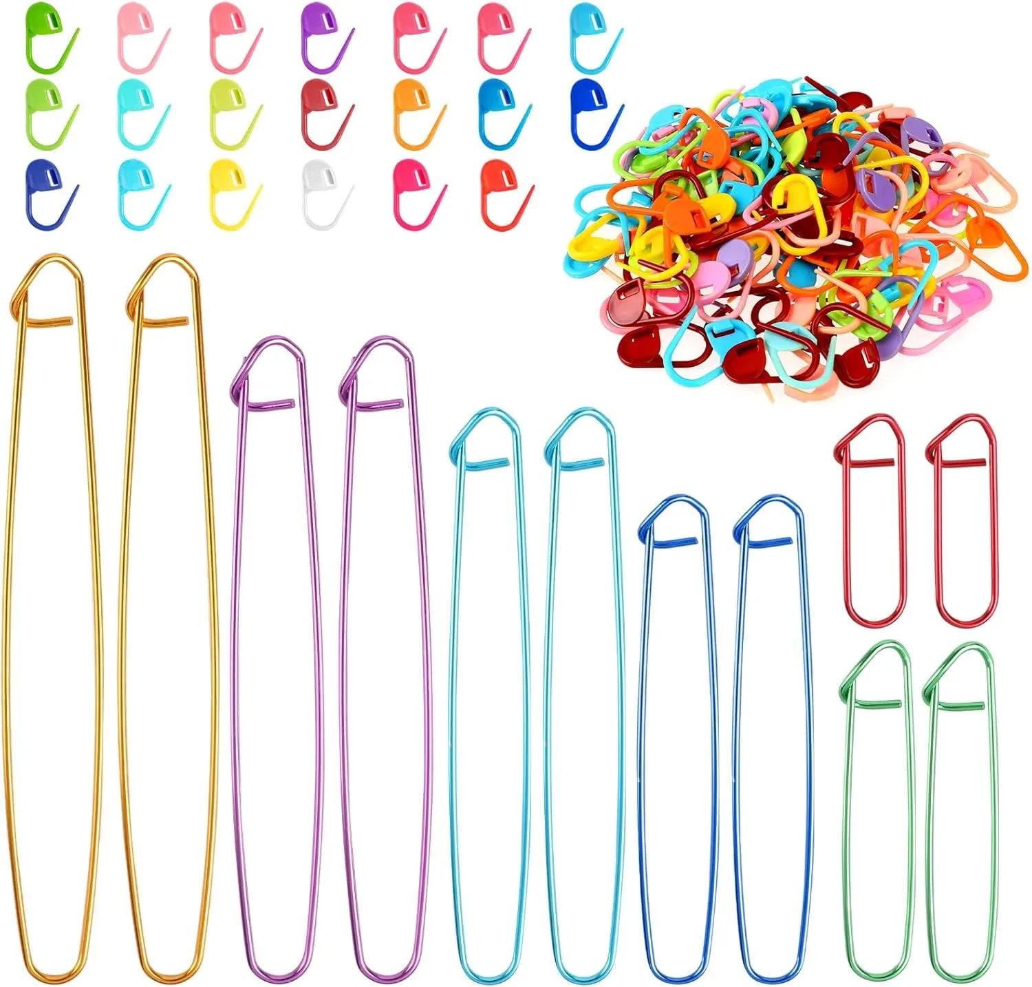 12 PCS Knitting Stitch Holder 6 Size Aluminum Yarn Stitch Holders Stitch Markers for Crocheting Practical Knitting Crochet Tools for Knitting Notions or Crochet