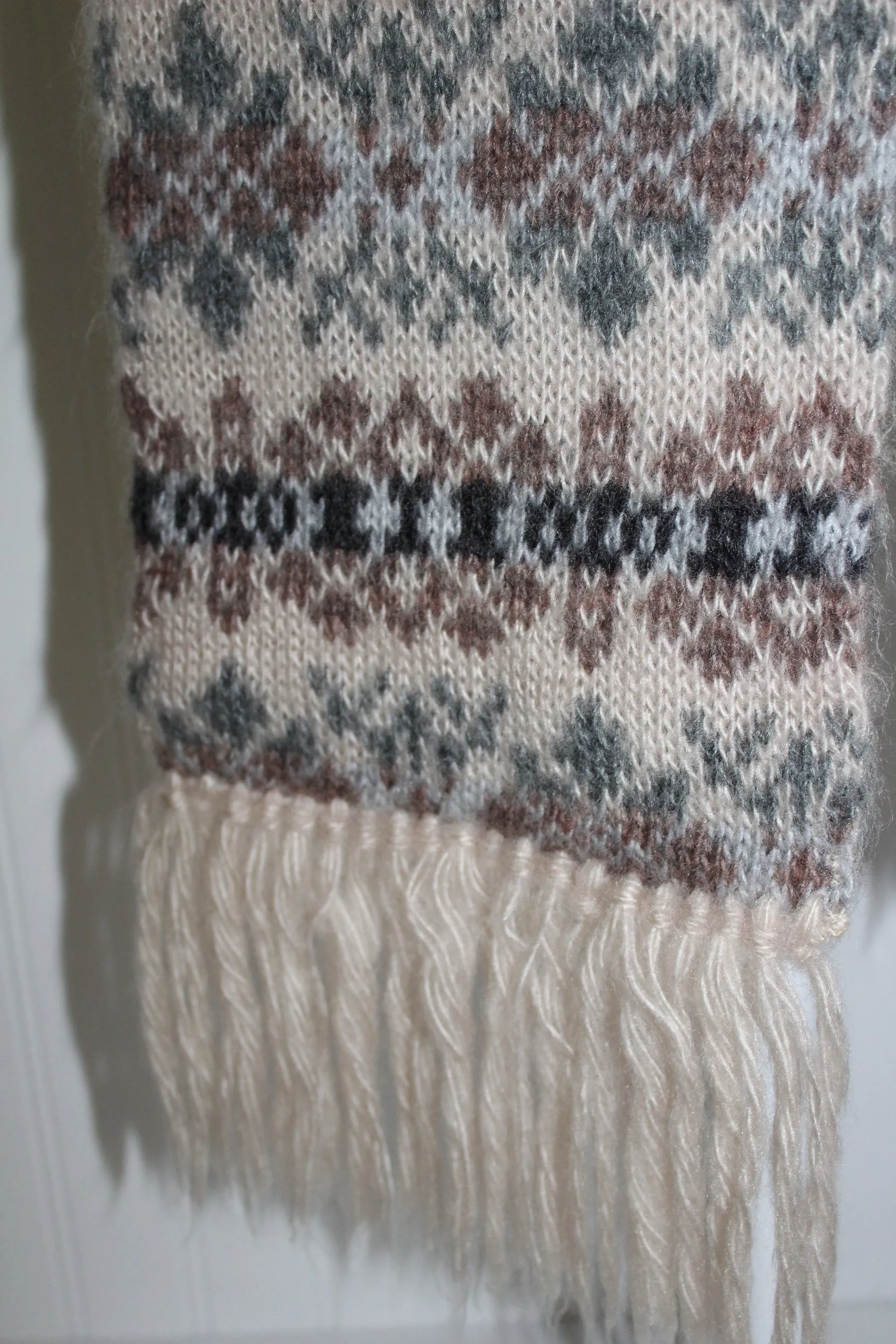 Aris Acrylic Sweater Knit Scarf Nordic Design Double Fabric 7" X 60" USA