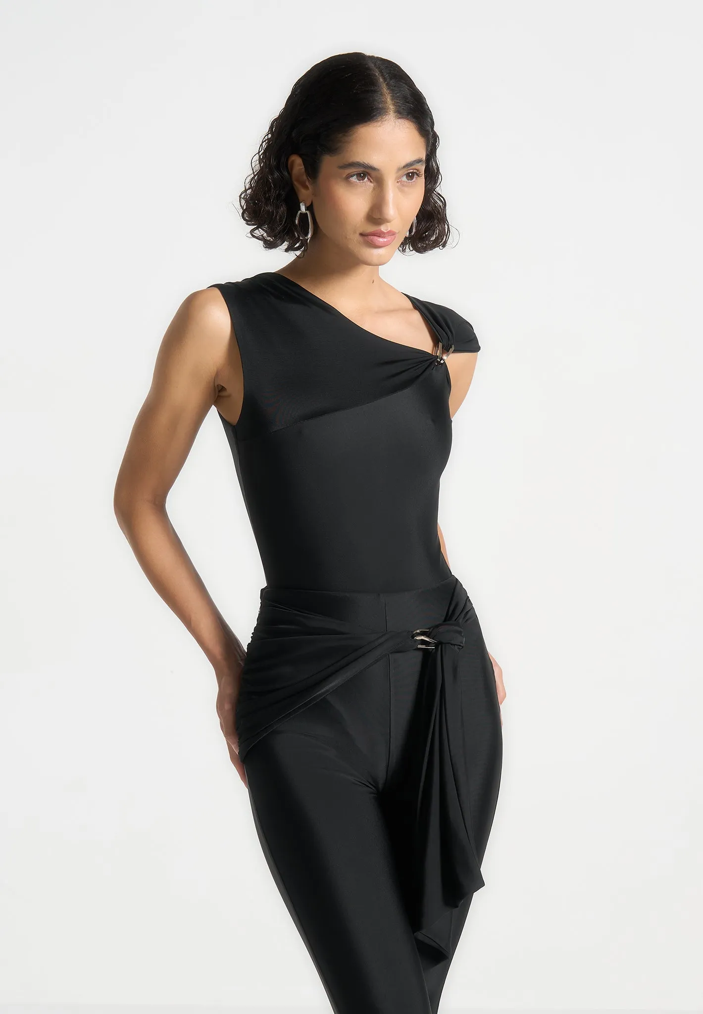 Bodysuit with Hardware Detail - Black