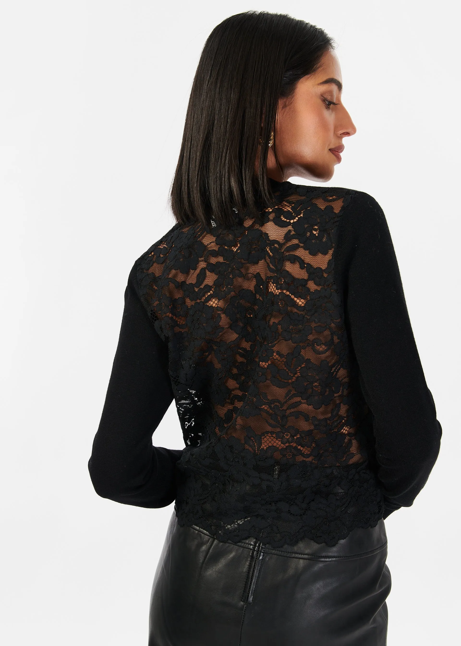 Camden Lace Sweater Black