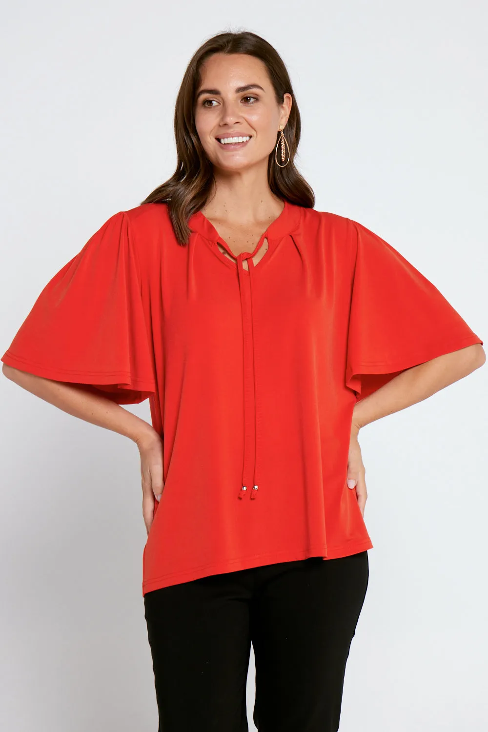 Carrie Tie Neck Top - Red