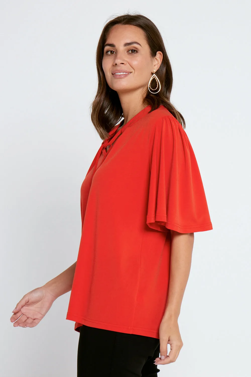 Carrie Tie Neck Top - Red