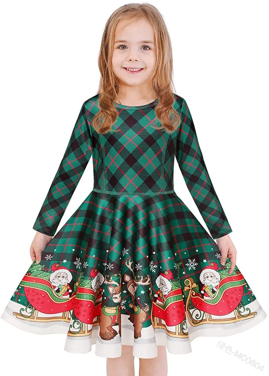 Children's Dress Christmas Clothing Girls Print Princess Dress