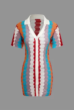 Contrast Wavy Stripe Knit Dress
