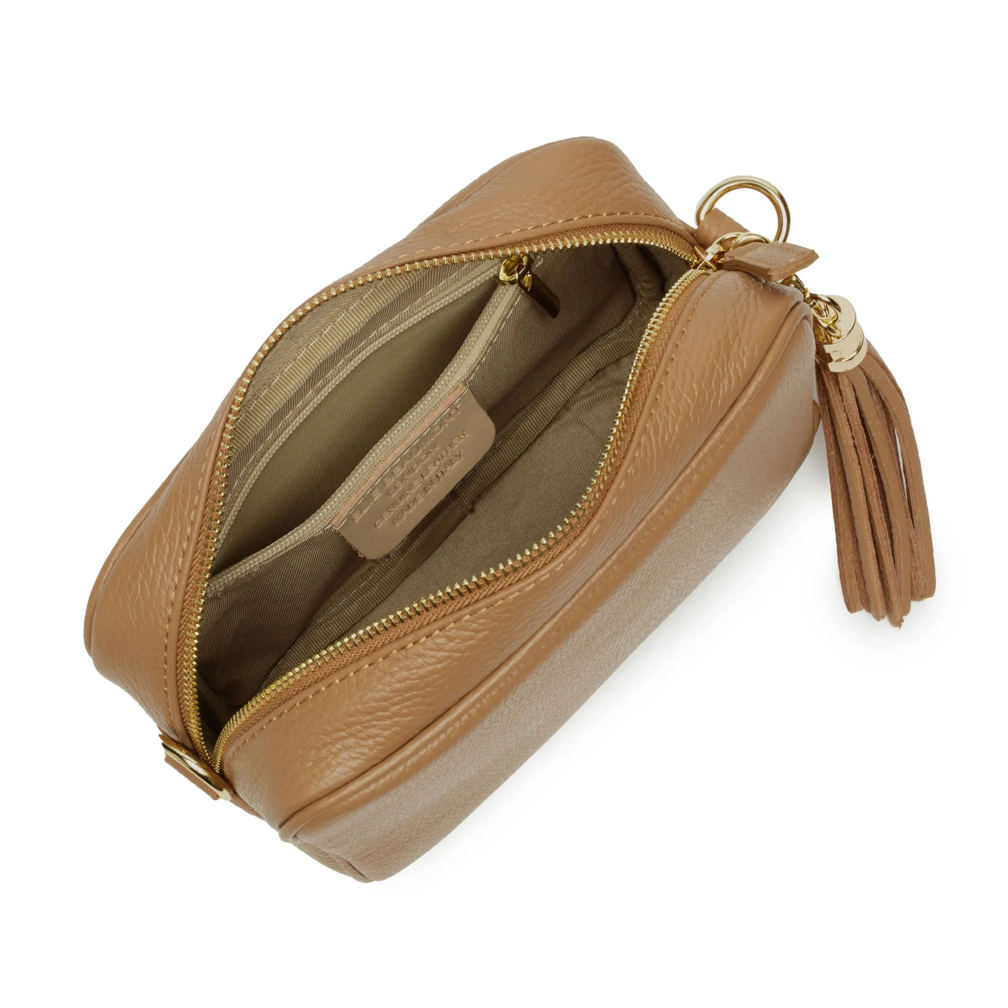 Crossbody Camel (Charcoal Stripe Strap)
