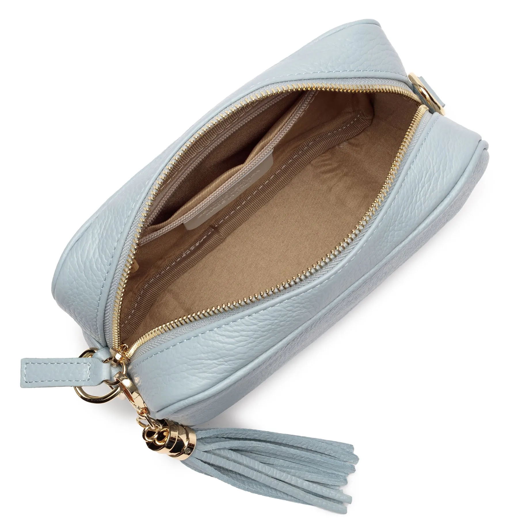 Crossbody Powder Blue (Black/Gold/White Stripes Strap)