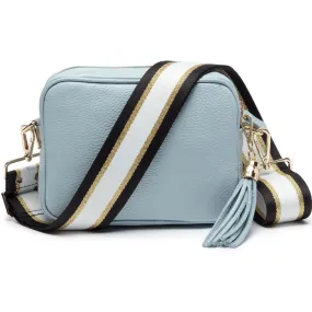 Crossbody Powder Blue (Black/Gold/White Stripes Strap)