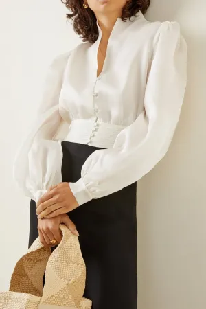 Cute Me White Silk Satin Blouse Top Cute Me White Silk Satin Blouse Top