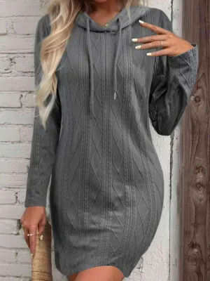 Drawstring Hooded Sweater Dress Drawstring Hooded Sweater Dress