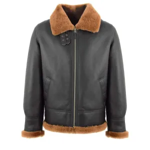 Frankie Men's Black Bomber Leather Jacket With Faux Fur Lining Frankie Men's Black Bomber Leather Jacket With Faux Fur Lining