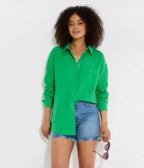 Green Linen Look Shirt