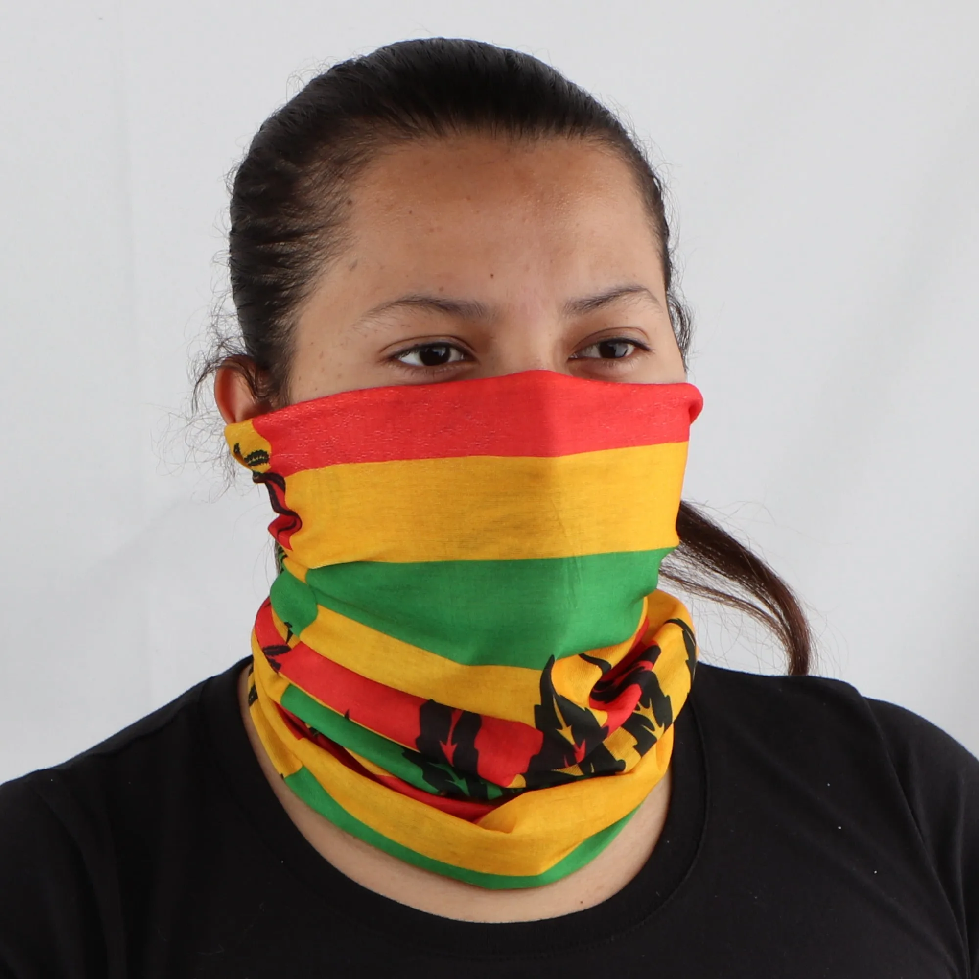 Green Orange Stripes Seamless Face Mask Neck Gaiter