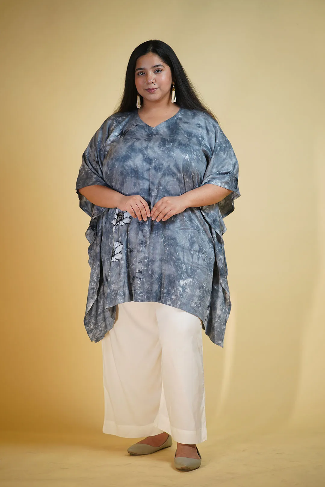 Grey Rayon TieDyeKurta - SilverStreak