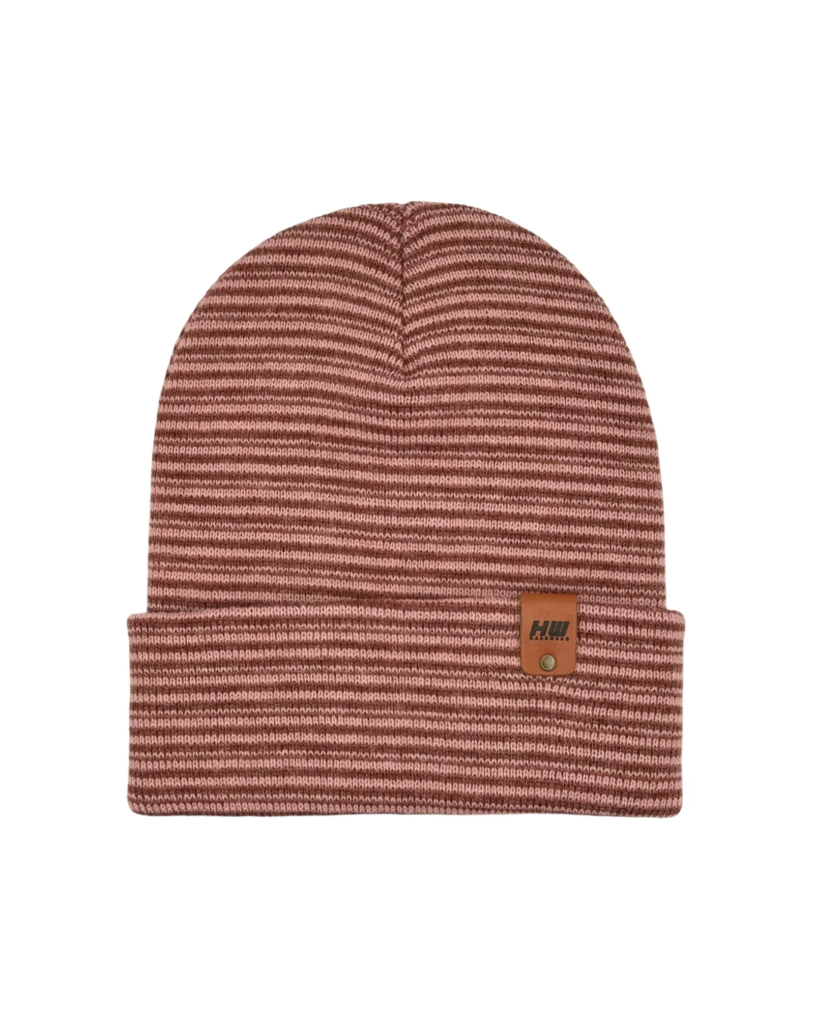 HW6088 HAAKWEAR Traditional Contrast Cuffed Beanie - Pink/Burgundy, Made in USA