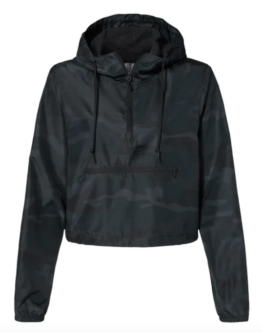 Independent Trading Co. - Women's Lightweight Quarter-Zip Pullover Crop Windbreaker