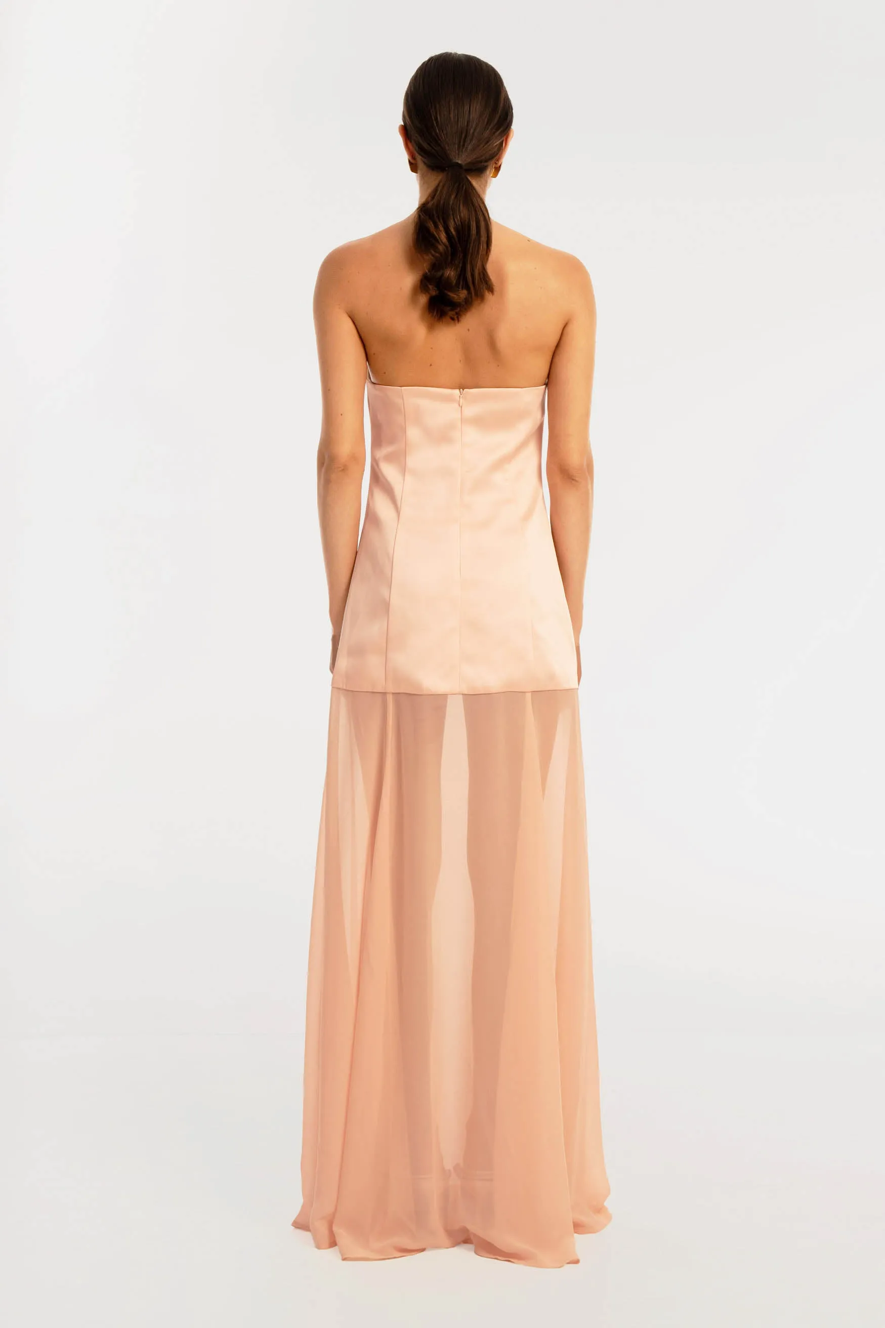 Jasmine Strapless Gown - Peach Pink