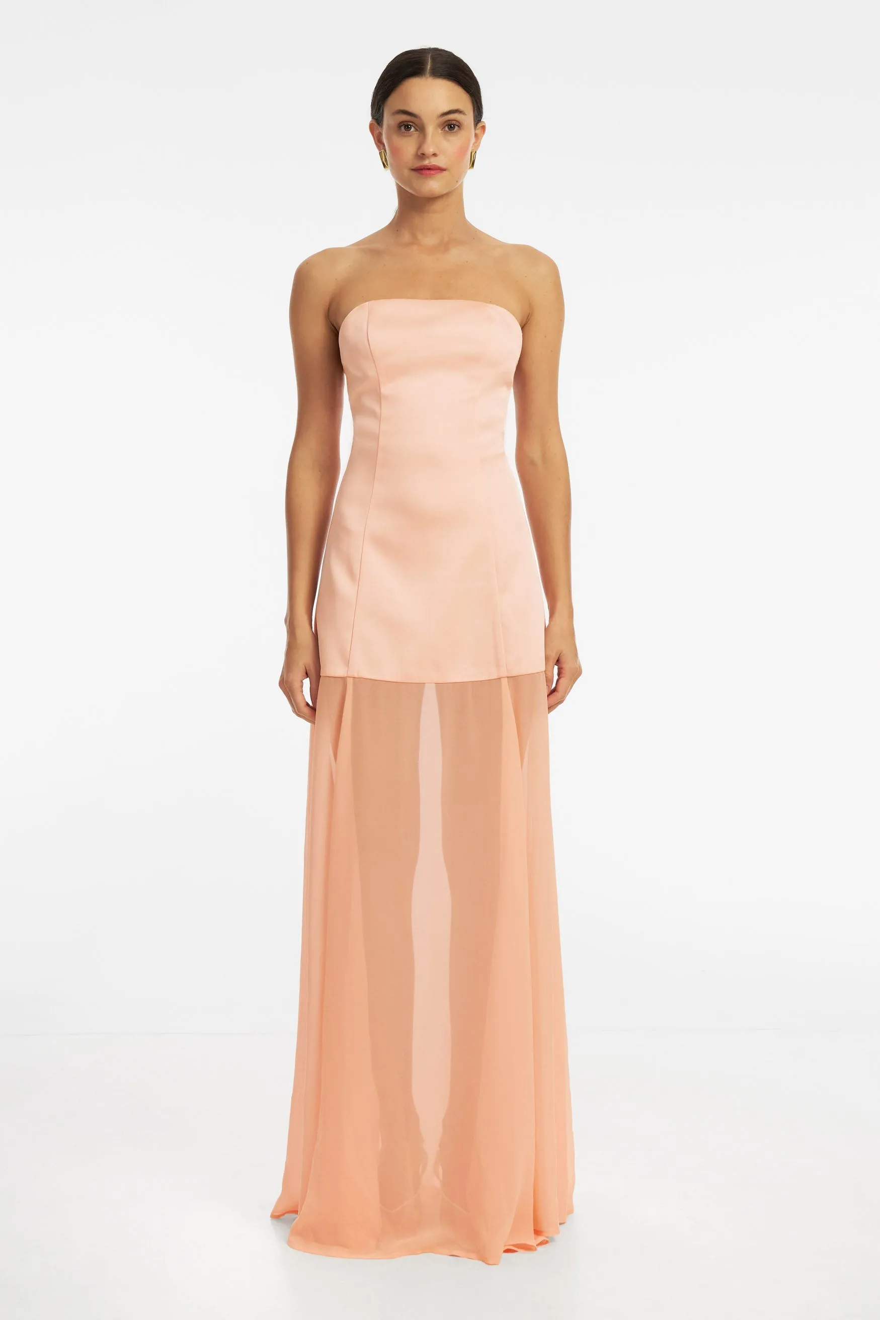 Jasmine Strapless Gown - Peach Pink