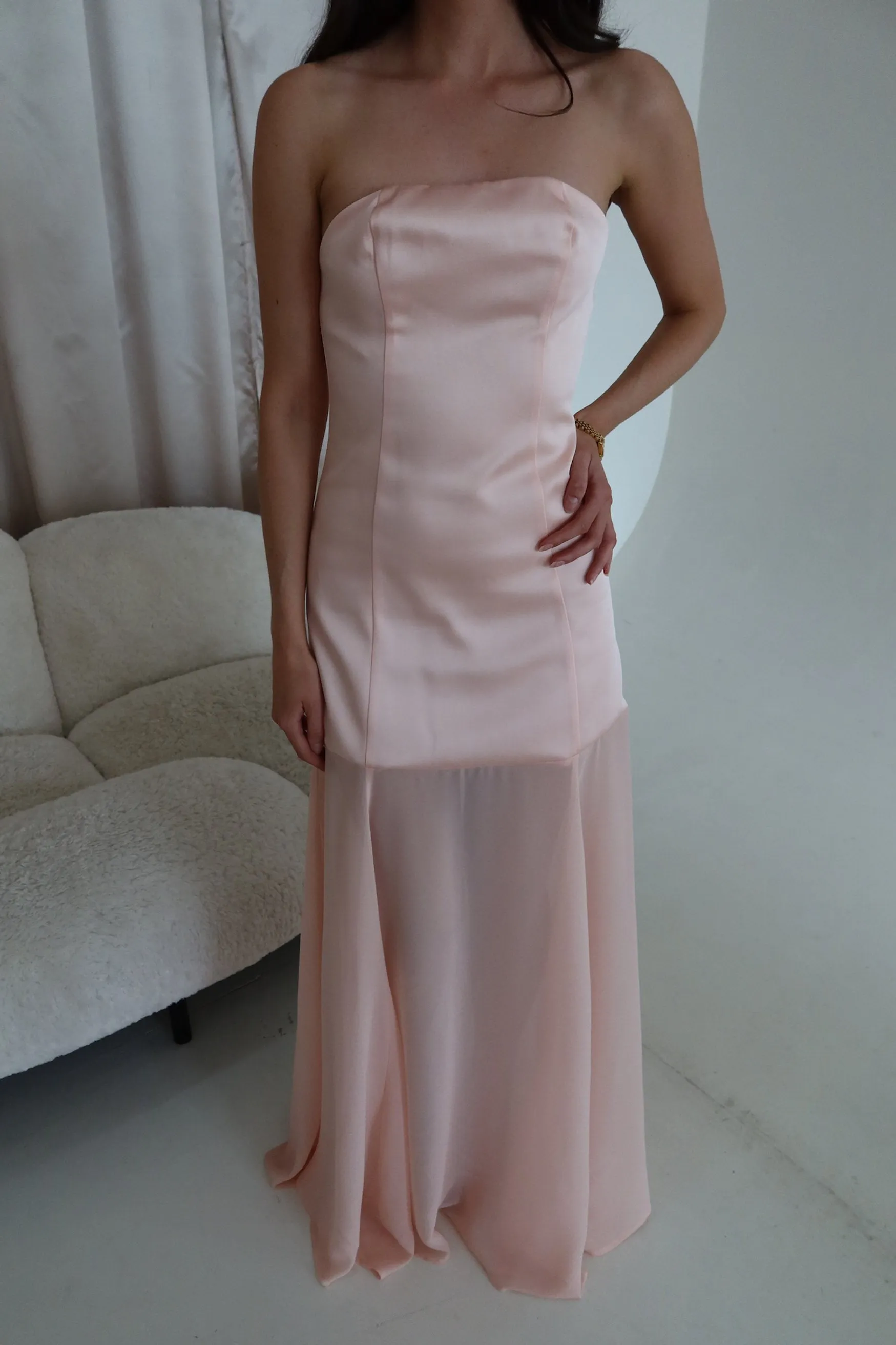 Jasmine Strapless Gown - Peach Pink