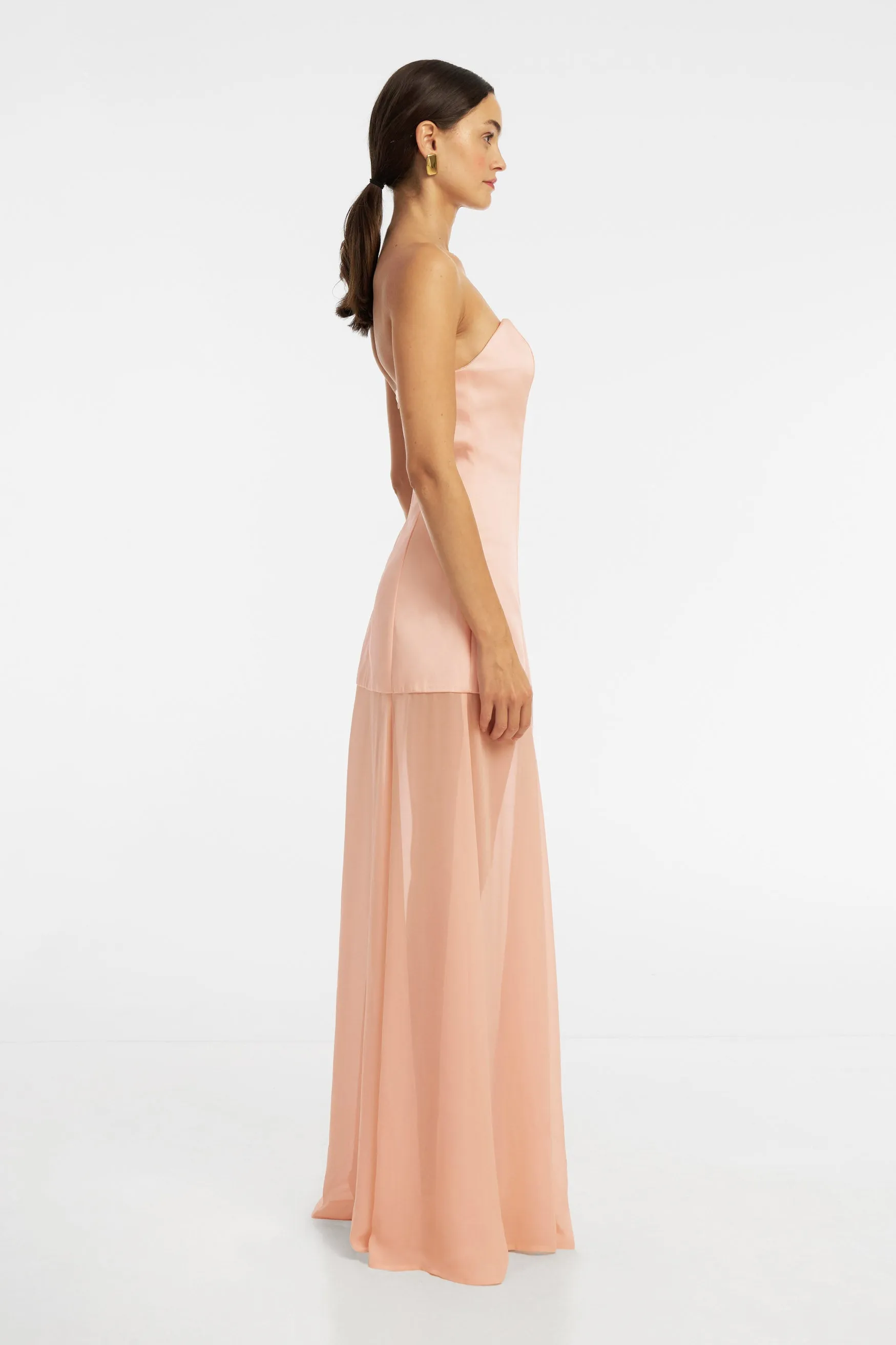 Jasmine Strapless Gown - Peach Pink