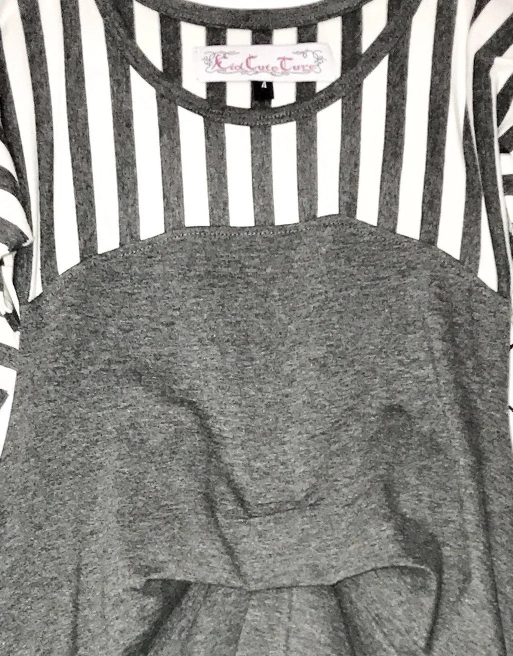 KidCuteTure Charcoal with Stripes Carmen Pickup Dress