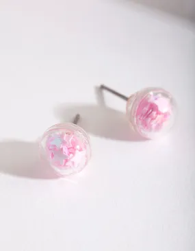 Kids Pink Star Dome Earrings