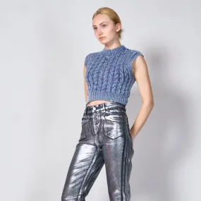 Knitted cable cropped vest wholesale