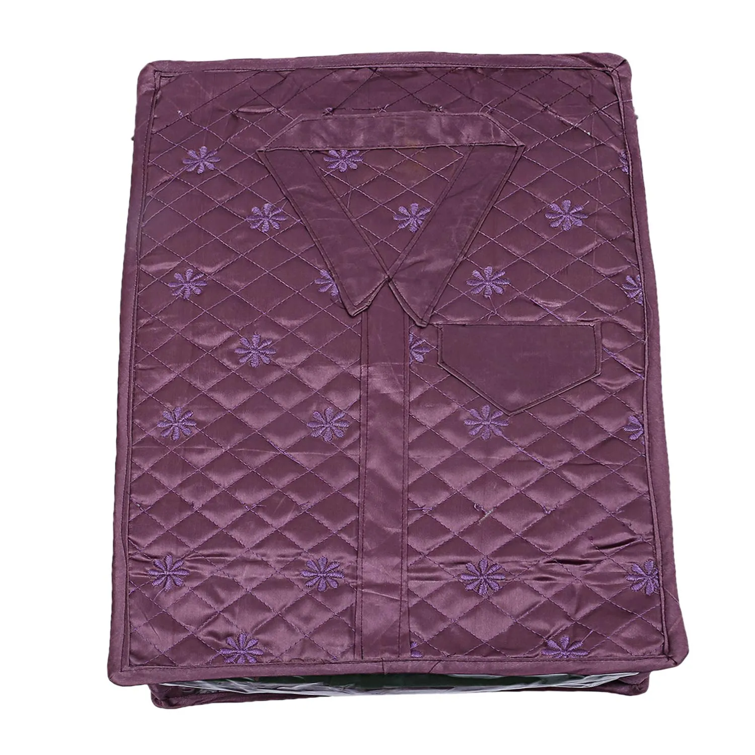 Kuber Industries 3 Layered Quilted Satin 2 Pieces Shirt Cover (Brown and Purple) -CTLTC10593