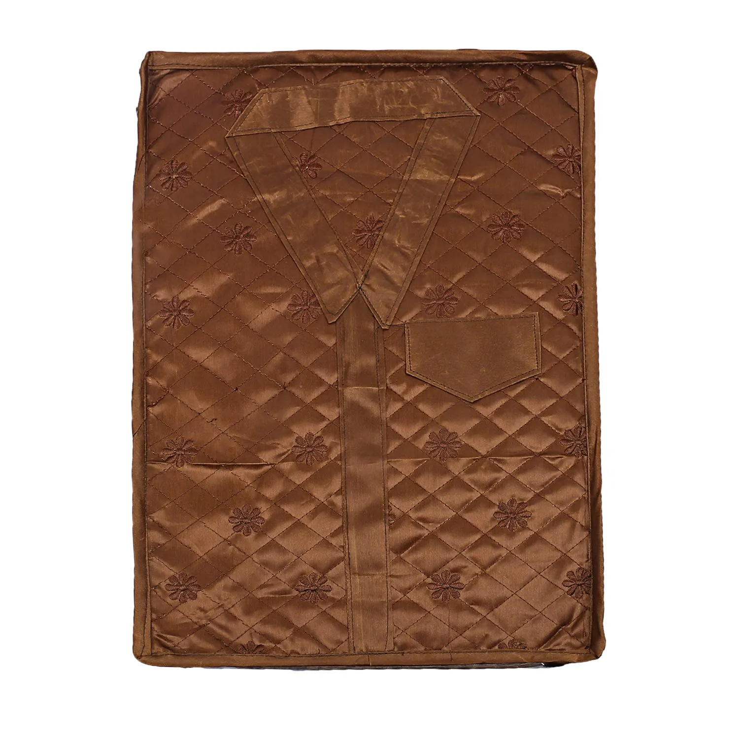 Kuber Industries 3 Layered Quilted Satin 2 Pieces Shirt Cover (Brown) -CTLTC10587