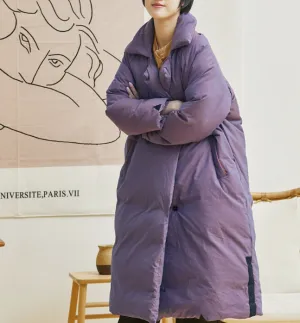 Long Loose Plus size Side Pockets Turn Down Collar Down Jacket Women Down Coats Long Loose Plus size Side Pockets Turn Down Collar Down Jacket Women Down Coats
