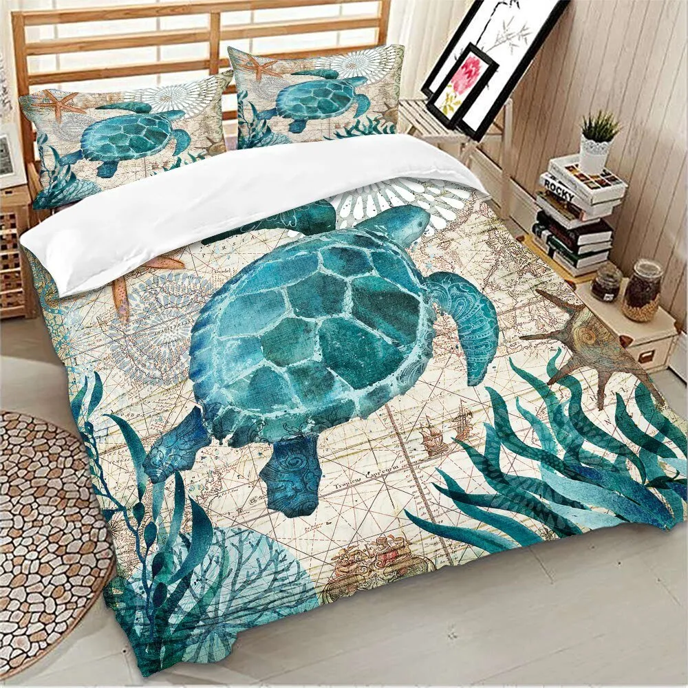 Lovely Bay Turtle Marine Sea Bedding Set