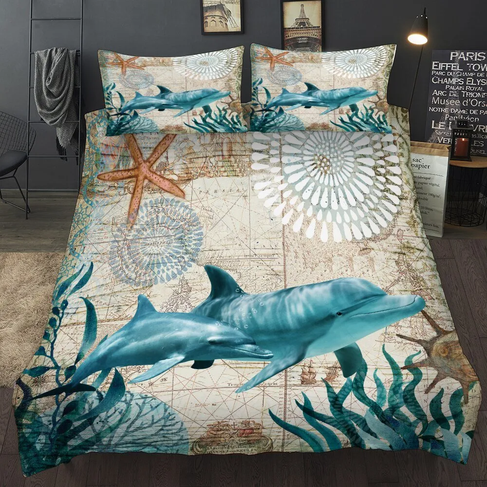Lovely Bay Turtle Marine Sea Bedding Set