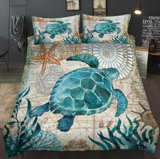 Lovely Bay Turtle Marine Sea Bedding Set