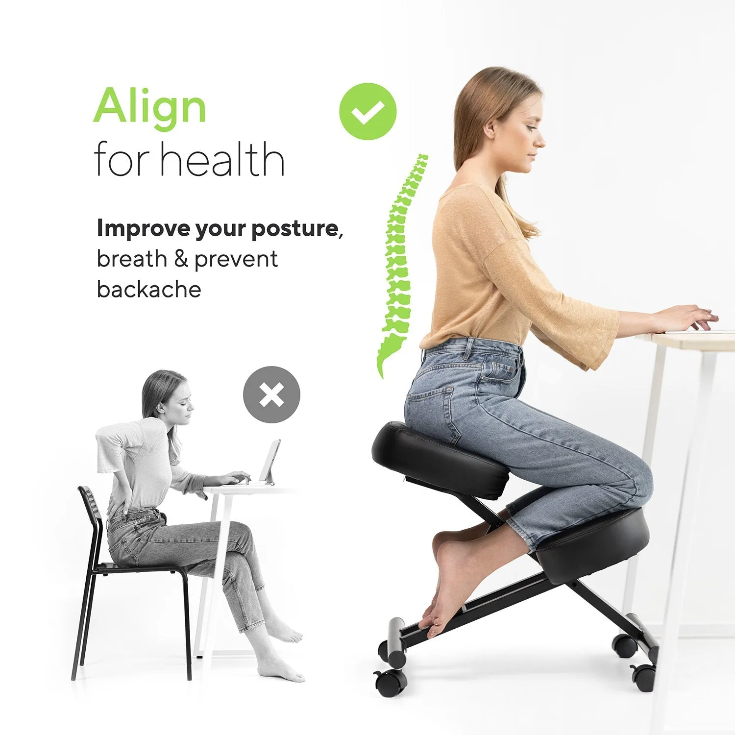 Luxton Home Ergonomic Kneeling Chair with Memory Foam Layer