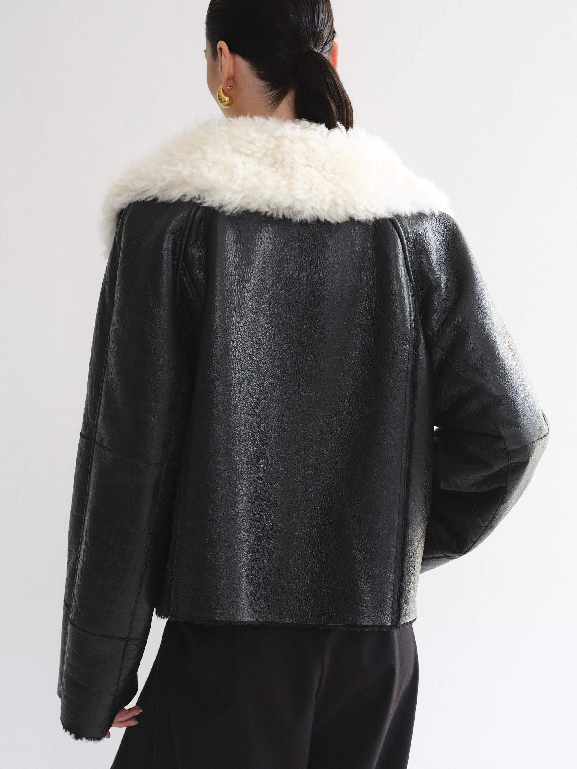 Makiro Lamb Fur Jacket, Black