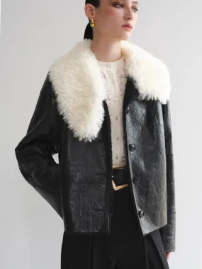 Makiro Lamb Fur Jacket, Black
