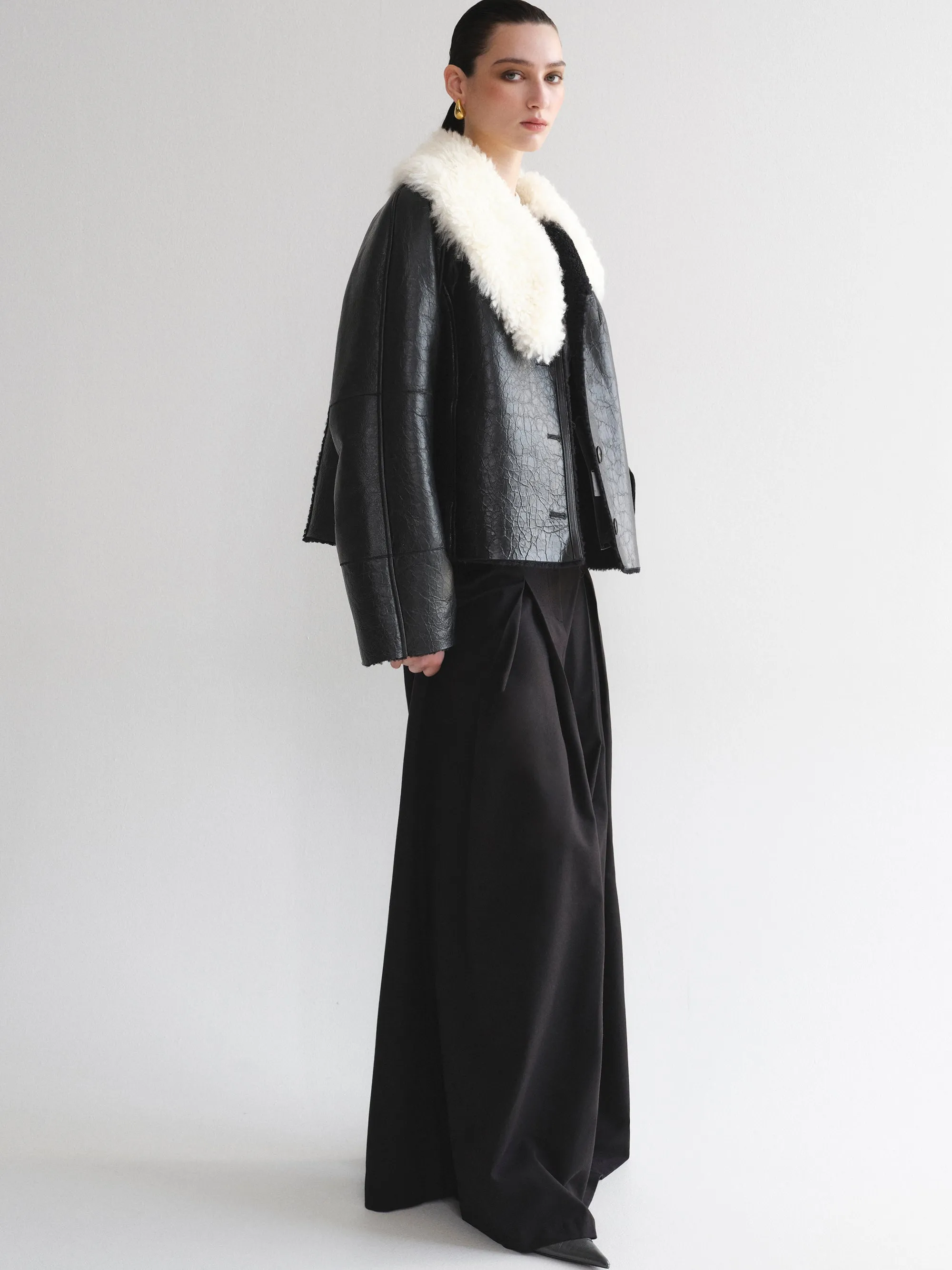 Makiro Lamb Fur Jacket, Black