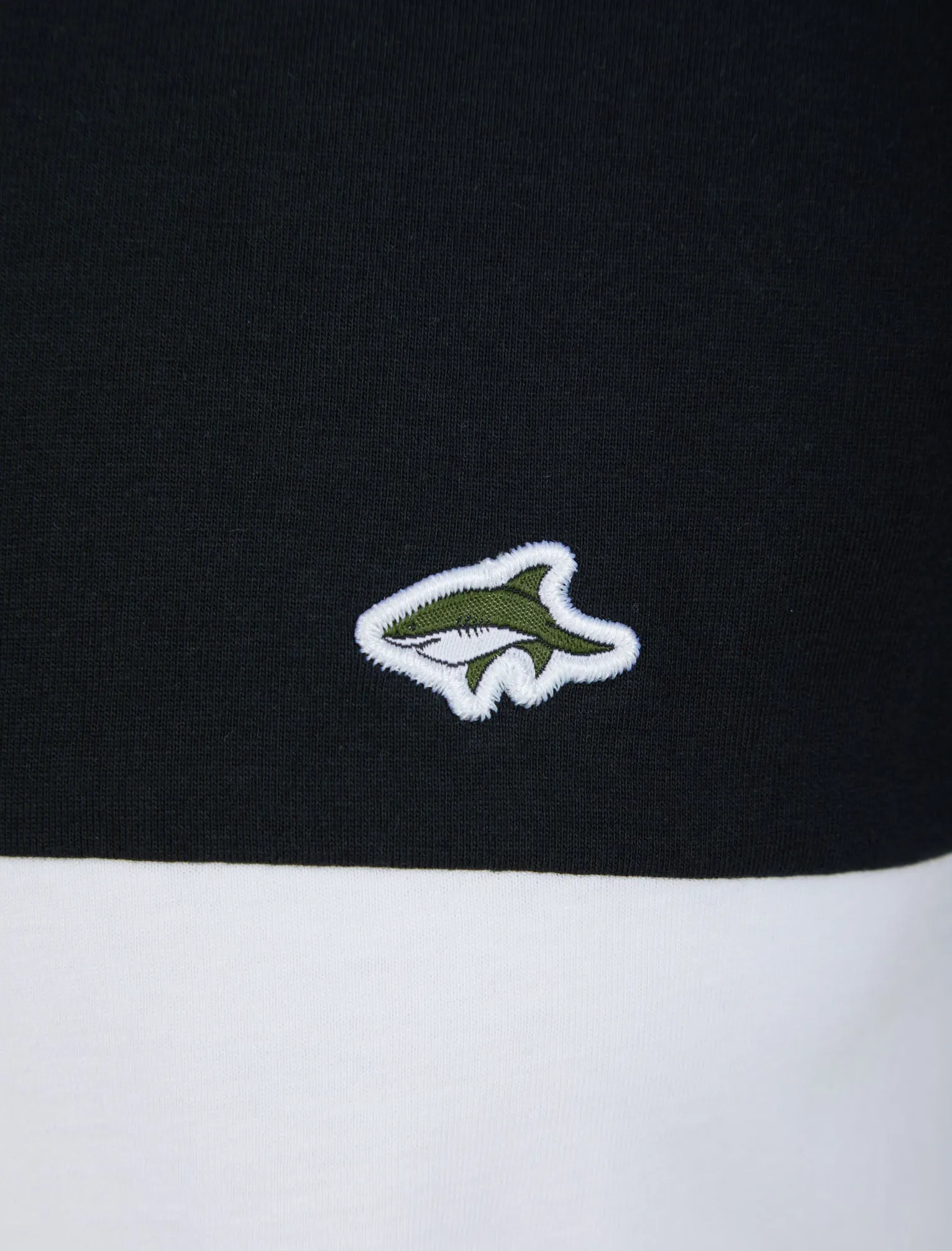 Milo Colour Block Cotton T-Shirt with Tipping in Jet Black - Le Shark