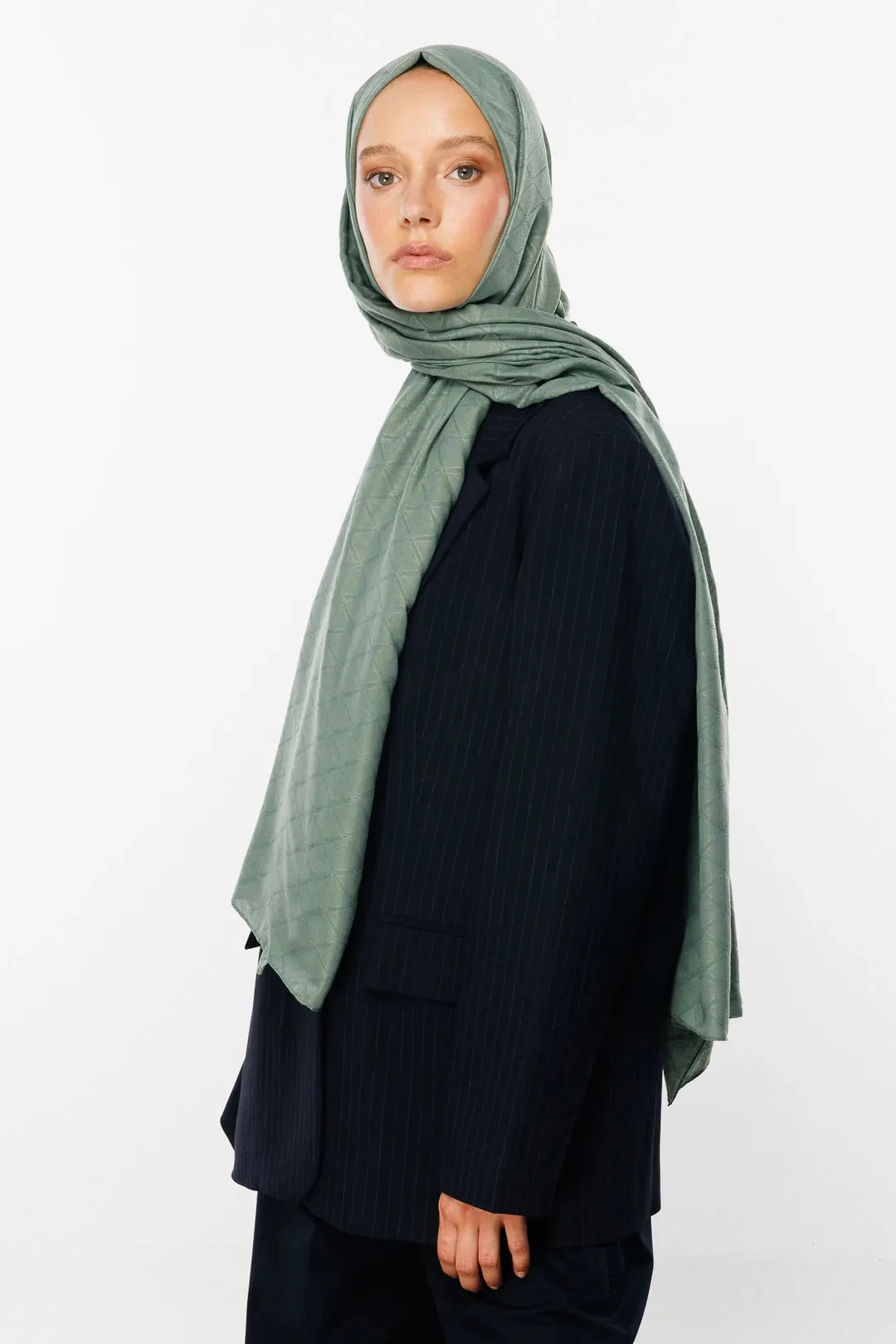Mold Green Bamboo Jacquard Hijab