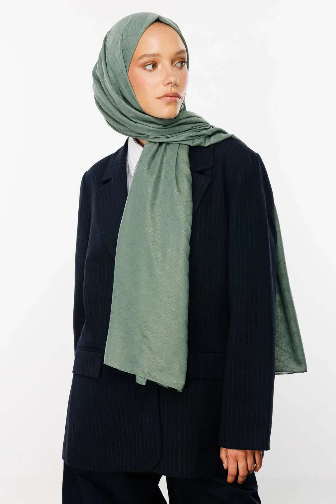Mold Green Bamboo Jacquard Hijab