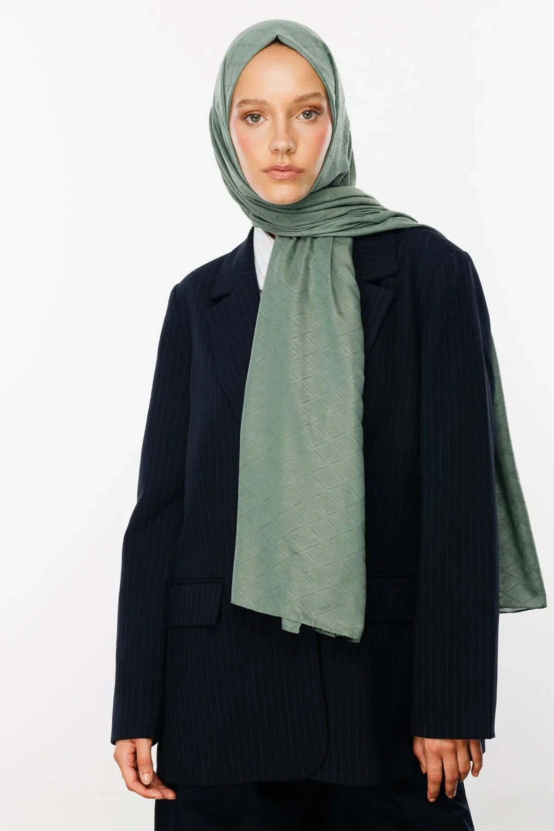 Mold Green Bamboo Jacquard Hijab