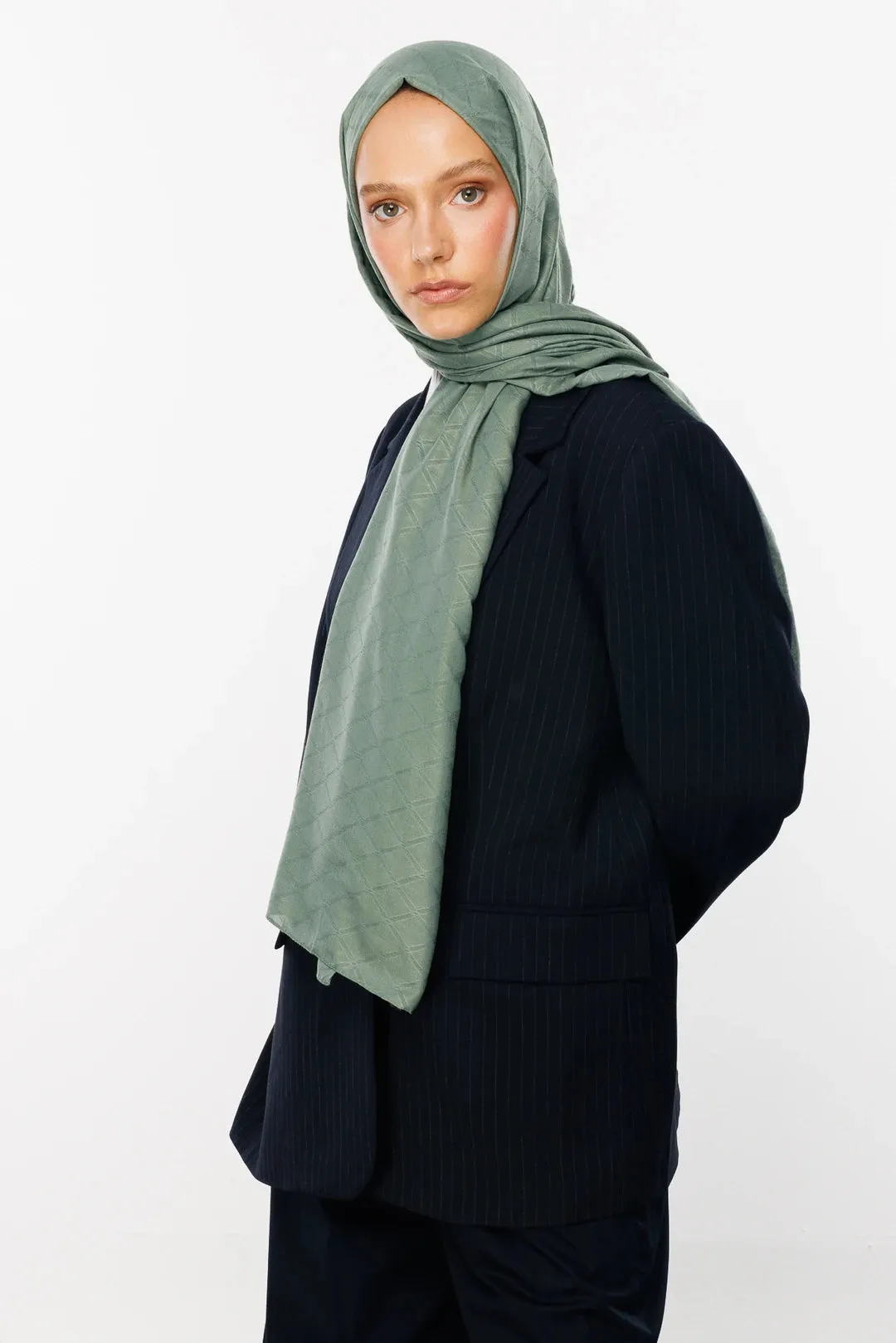 Mold Green Bamboo Jacquard Hijab