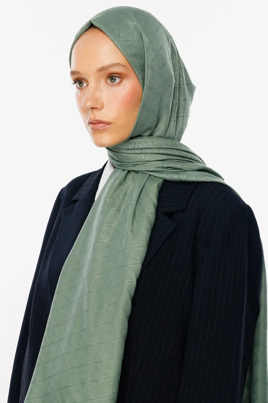 Mold Green Bamboo Jacquard Hijab