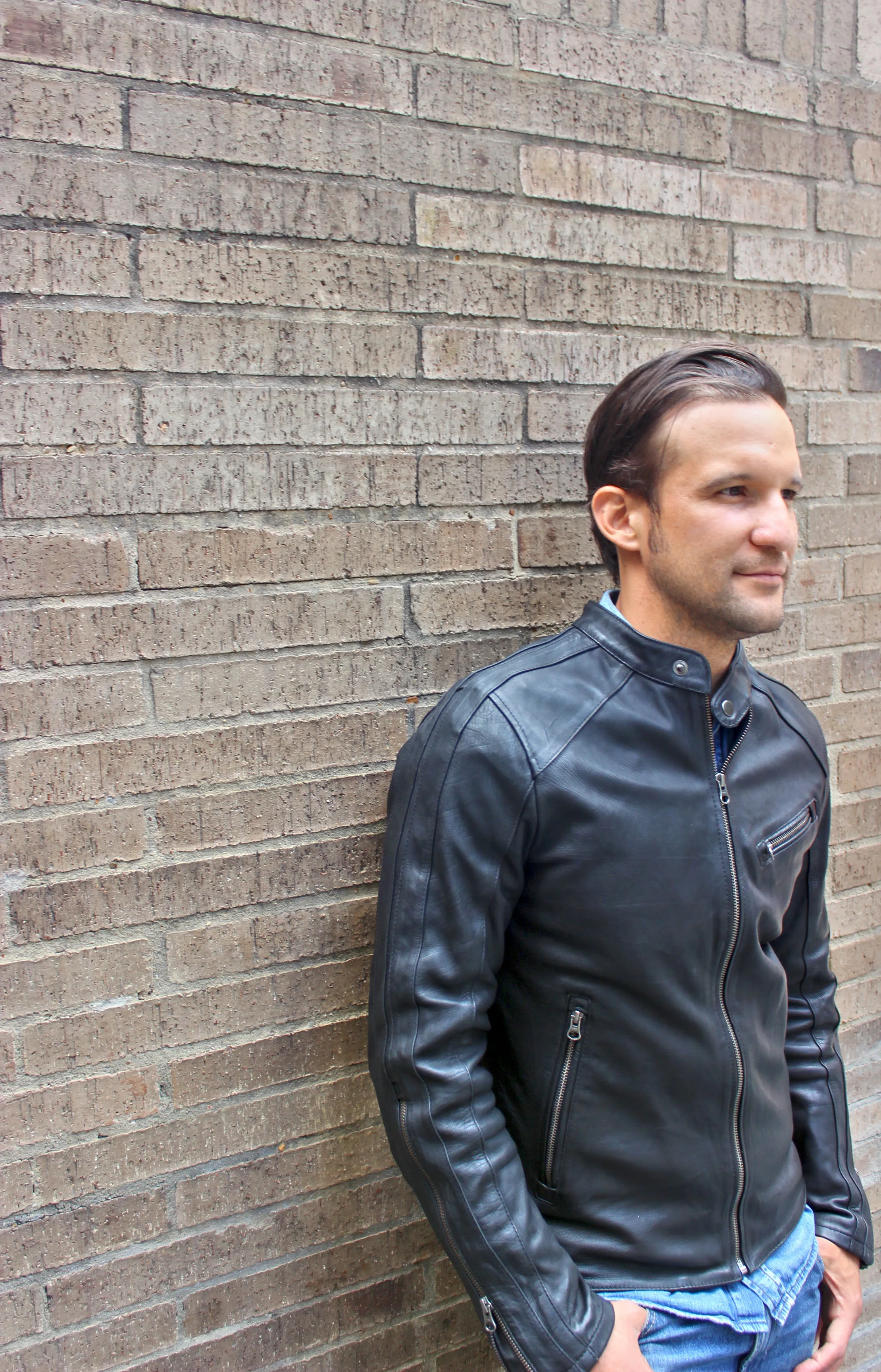 R80 Leather Jacket Black & Black Stripes