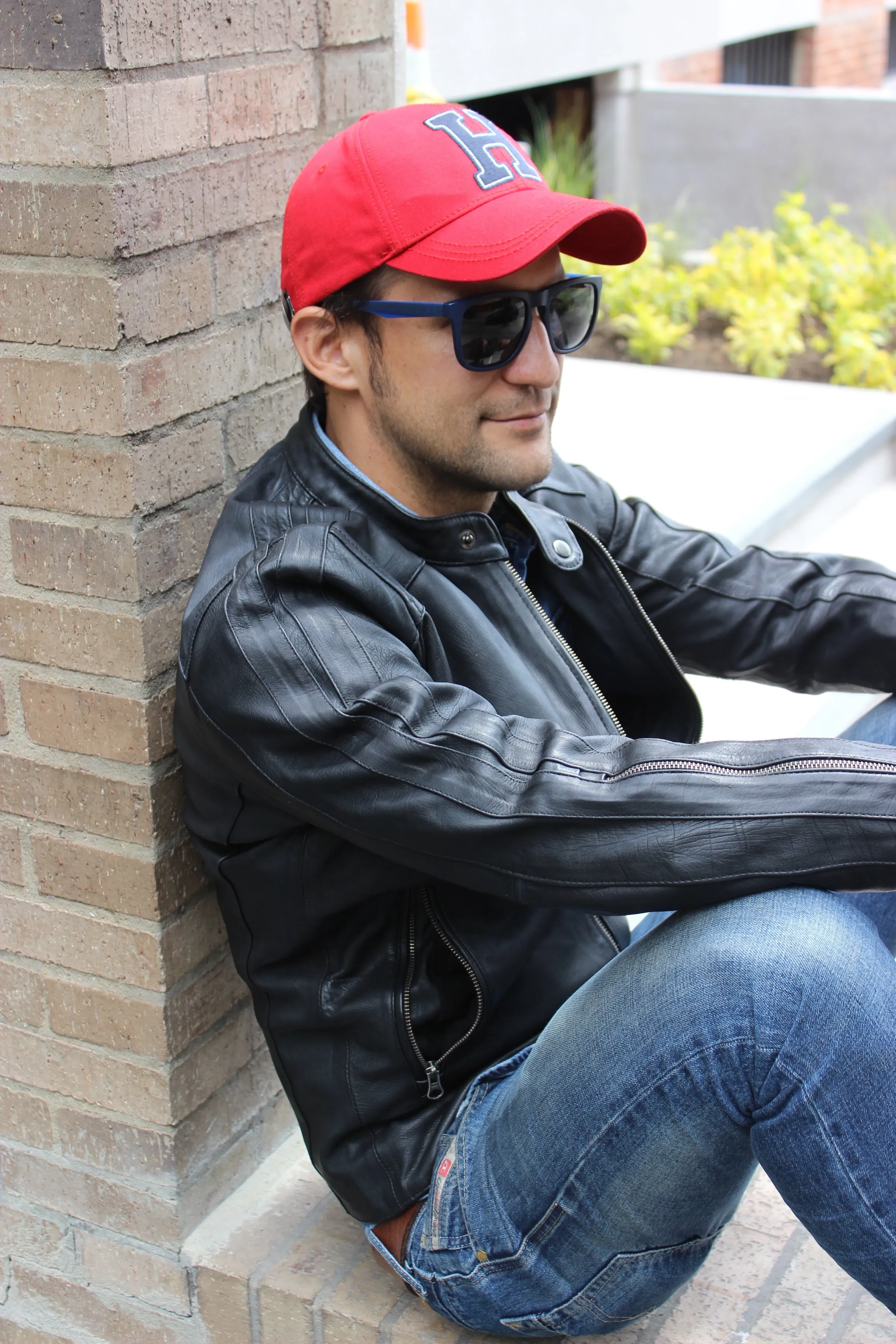 R80 Leather Jacket Black & Black Stripes