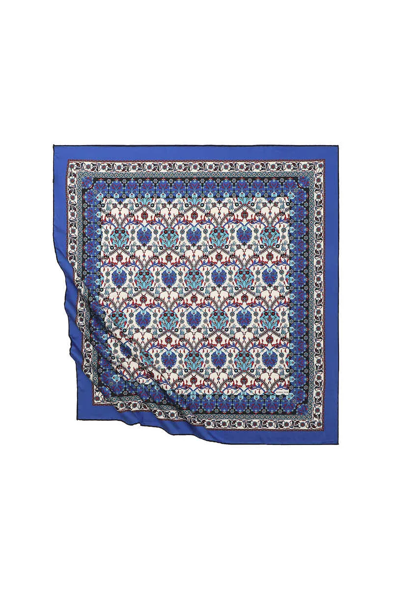 Saks Tile Tulip Pattern Silky Square Scarf