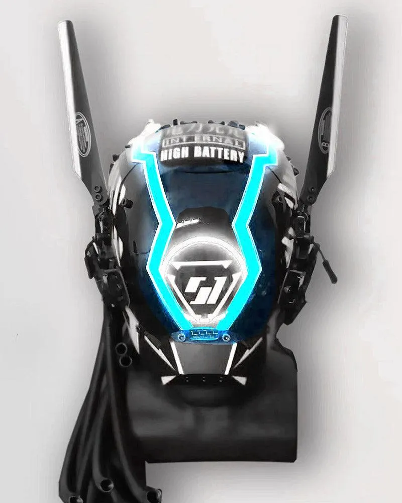 Samurai Dreadlocks LED Cyberpunk Helmet Mask (LEDs available in 7 colors）