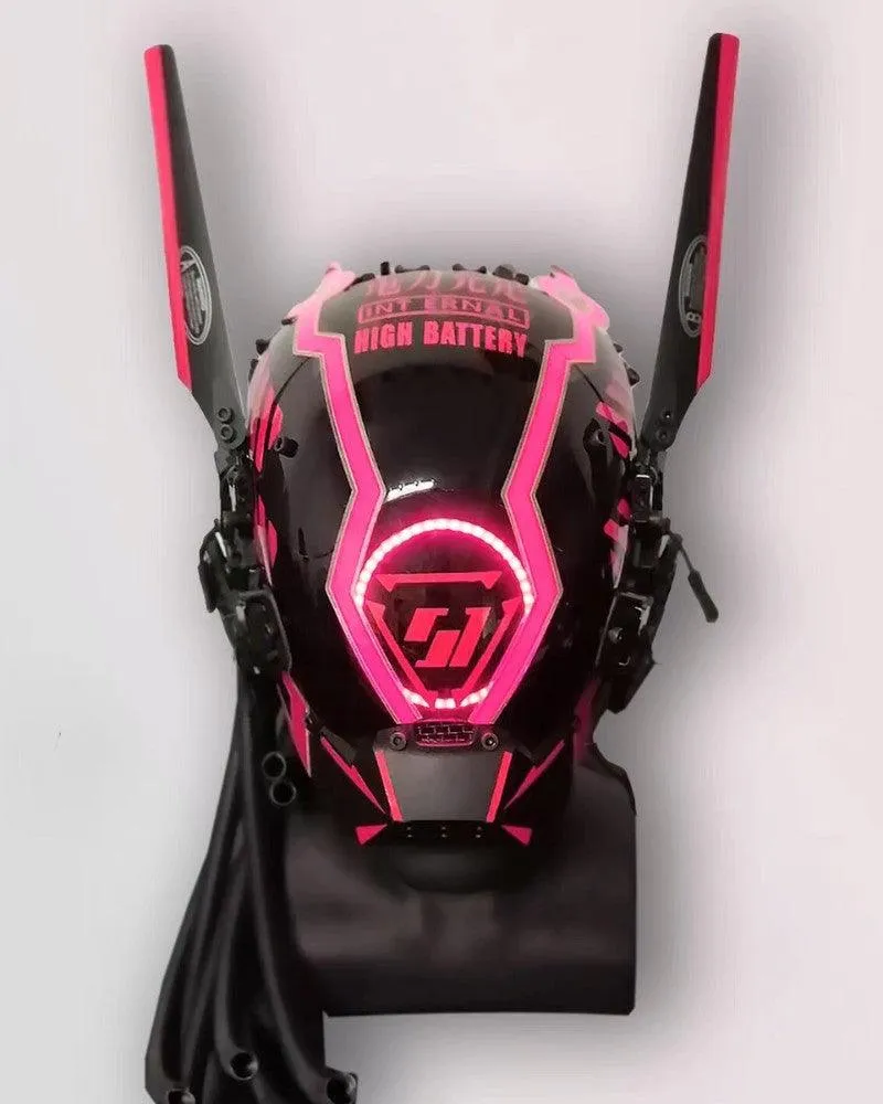 Samurai Dreadlocks LED Cyberpunk Helmet Mask (LEDs available in 7 colors）