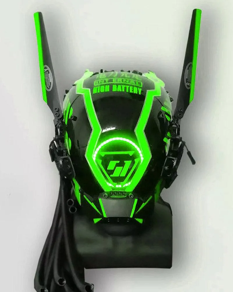 Samurai Dreadlocks LED Cyberpunk Helmet Mask (LEDs available in 7 colors）