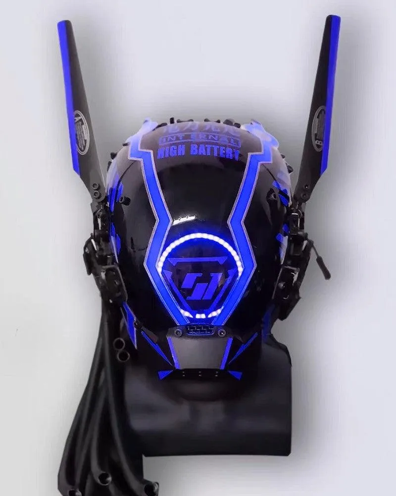 Samurai Dreadlocks LED Cyberpunk Helmet Mask (LEDs available in 7 colors）