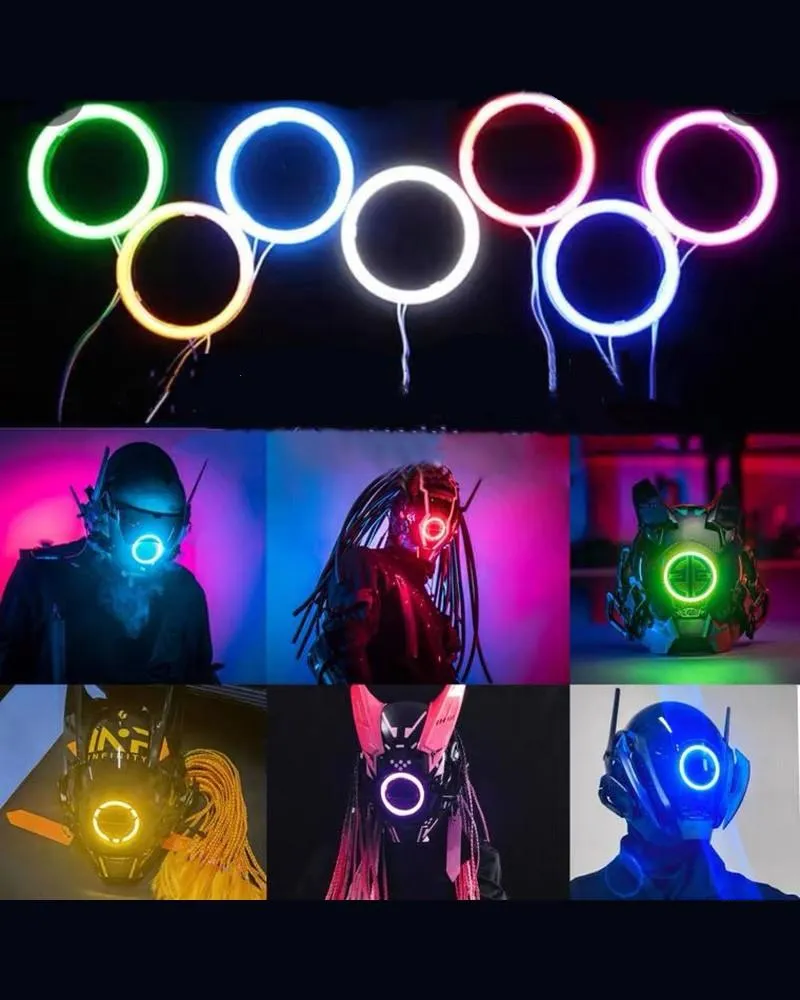 Samurai Dreadlocks LED Cyberpunk Helmet Mask (LEDs available in 7 colors）